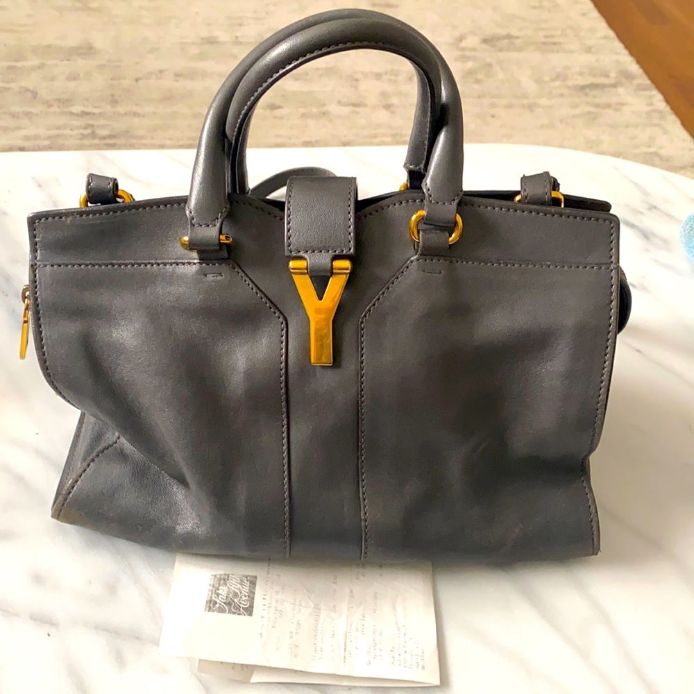 YSL Cabas Chyc Crossbody Handbag Grey Small